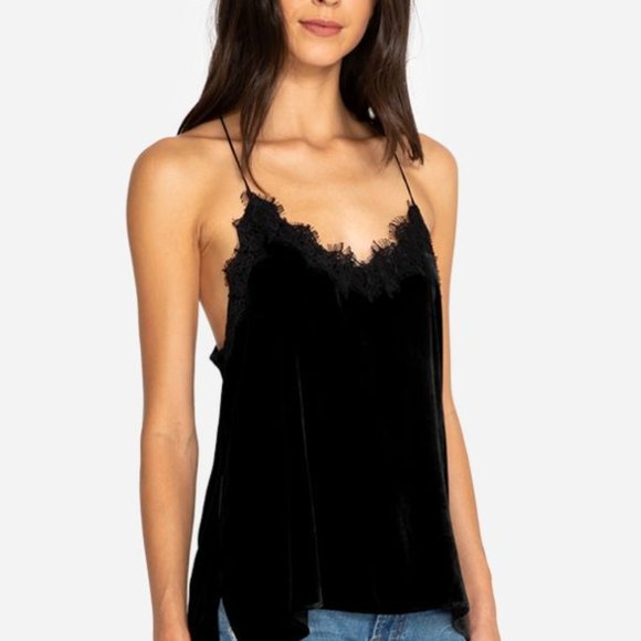 Johnny Was Tops - NWT JOHNNY WAS Gia Eyelash Black Velvet Cami